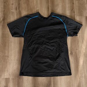 lululemon athletica Black metal vent tech Short Sleeve Tee with Blue Accent
